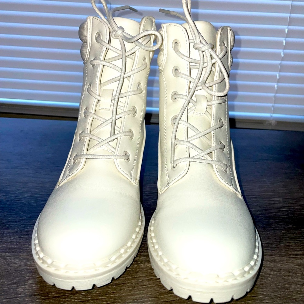 White combat boots